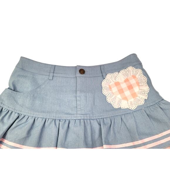 Preppy Lolita Kawaii Skirts Sweet Mini Women Cute Denim Skirt Y2K Cake Skirt M - Picture 2 of 12